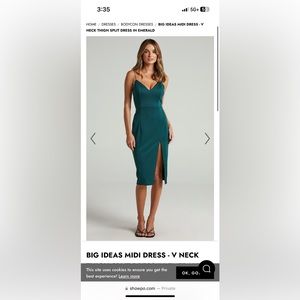 Showpo Midi Big Ideas dress emerald green unopened.
